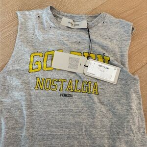 Golden Goose Gray Tee with Yellow Nostalgia Print